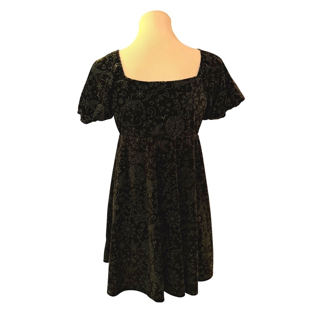 Wicked Paul Tazewell Dress Kids L+ Black Green Velvet Celestial Occult Babydoll - Picture 4 of 10